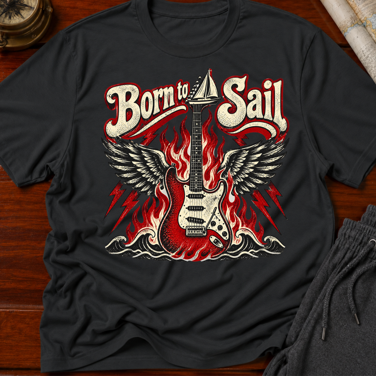 Born to Sail Electric Guitar T-Shirt