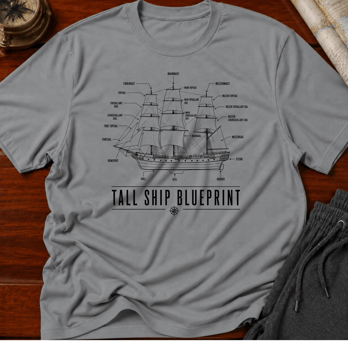 Tall Ship Blueprint T-Shirt