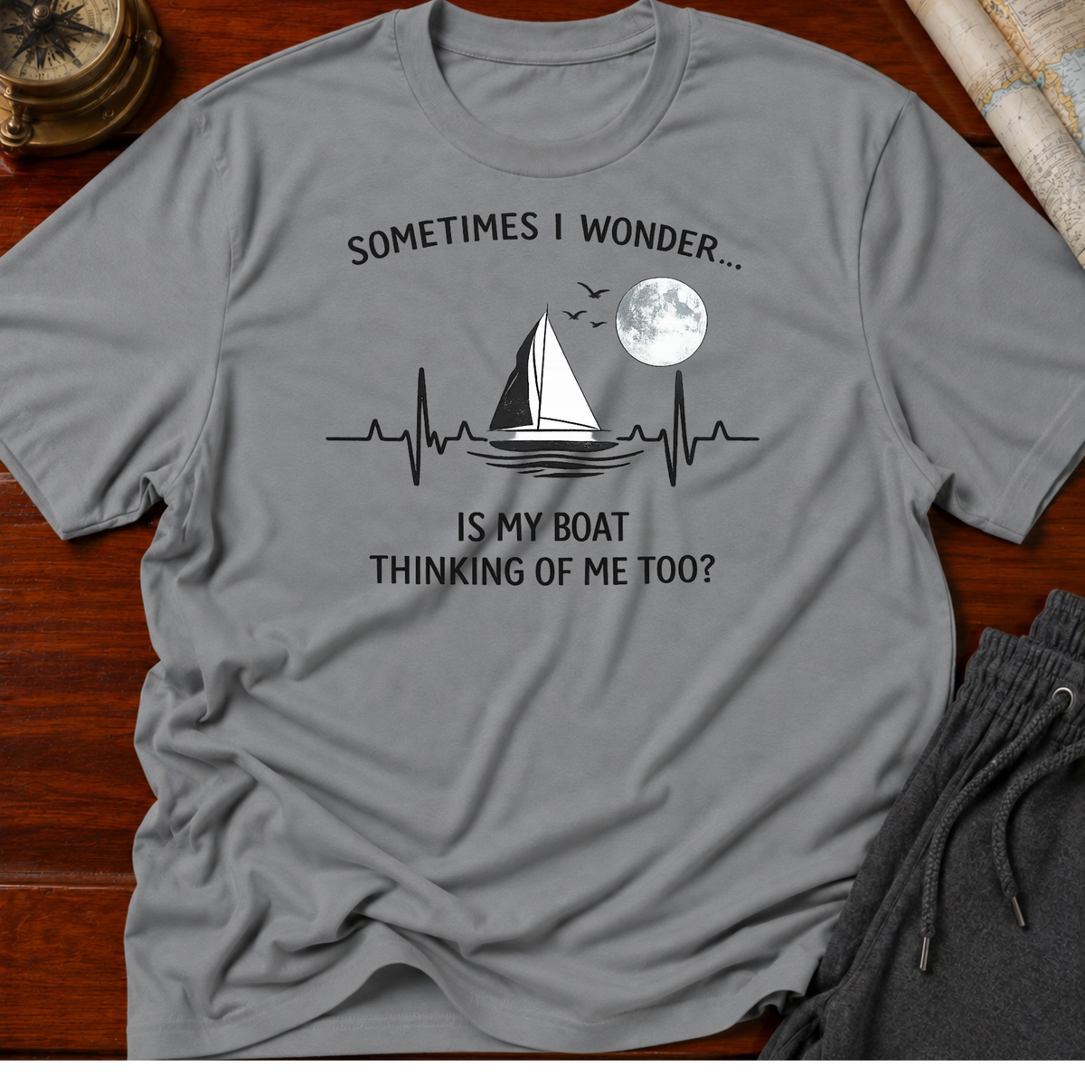 Does my Boat Think of Me with Moon T-Shirt