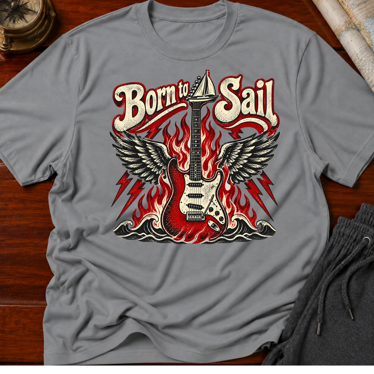 Born to Sail Electric Guitar T-Shirt