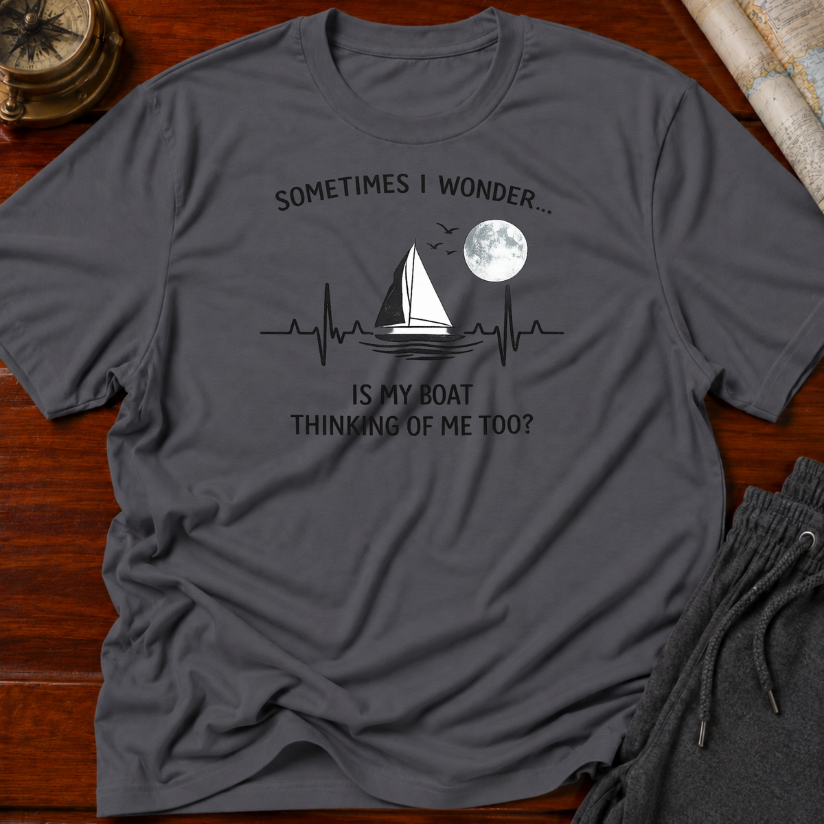Does my Boat Think of Me with Moon T-Shirt