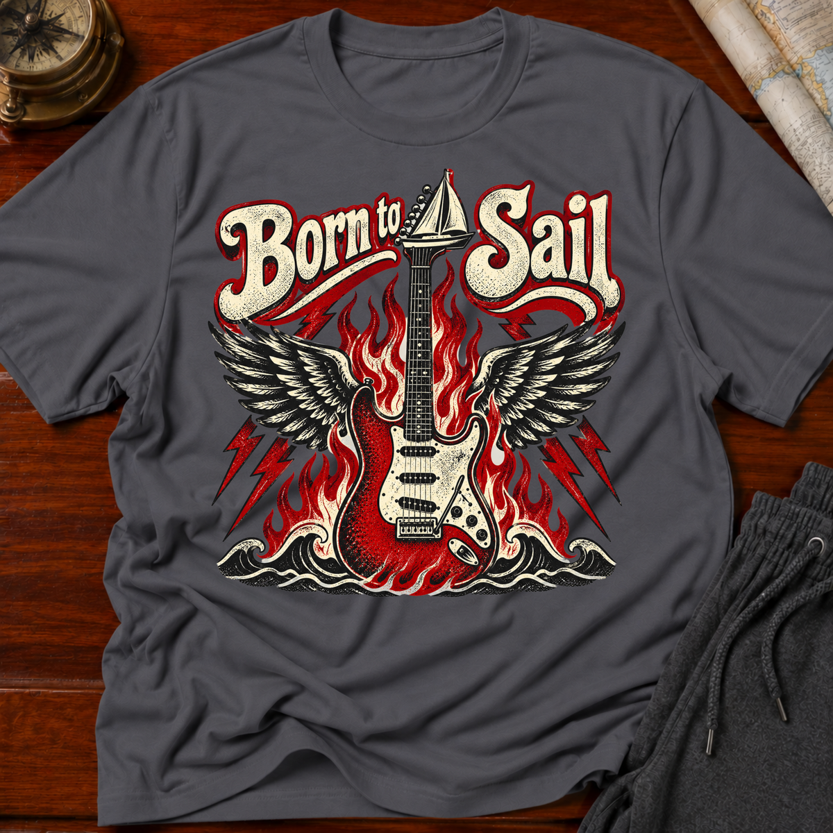 Born to Sail Electric Guitar T-Shirt