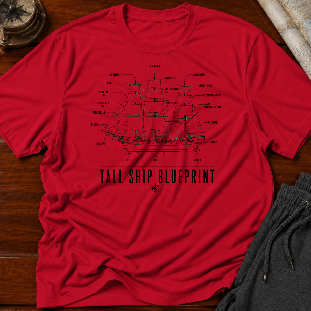 Tall Ship Blueprint T-Shirt